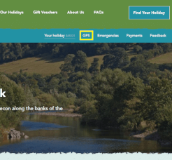A screenshot of the Contours Holidays Members Area with the GPS button highlighted to make it easy to spot.