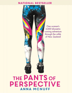 Inspirational running book: brightly coloured running leggings feature on the cover of The Pants of Perspective