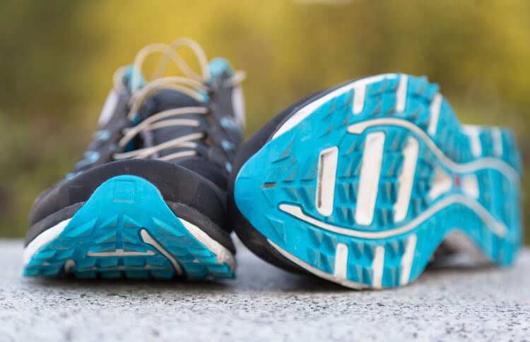 A pair of breathable shoes, good for reducing foot pain from running