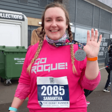 Sam poses with her latest medal achieved by Jeffing.