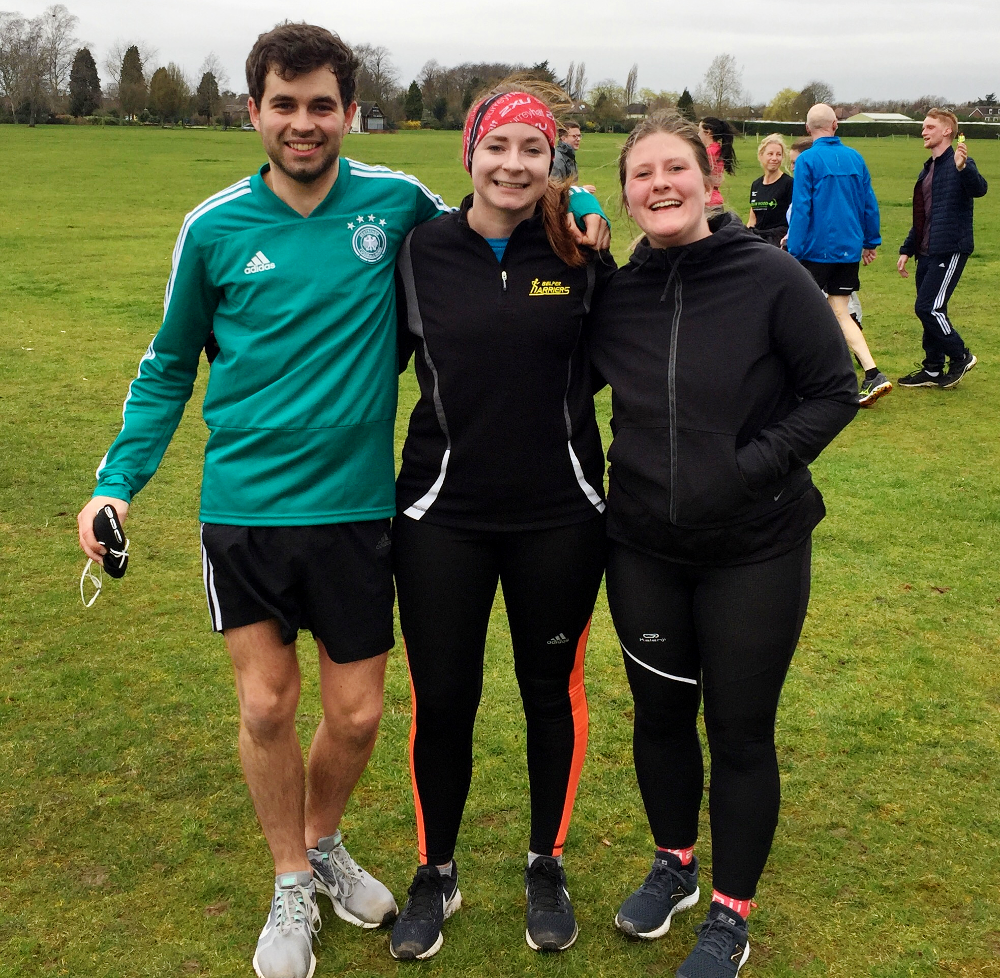 Three members of Contours staff out for a social Parkrun
