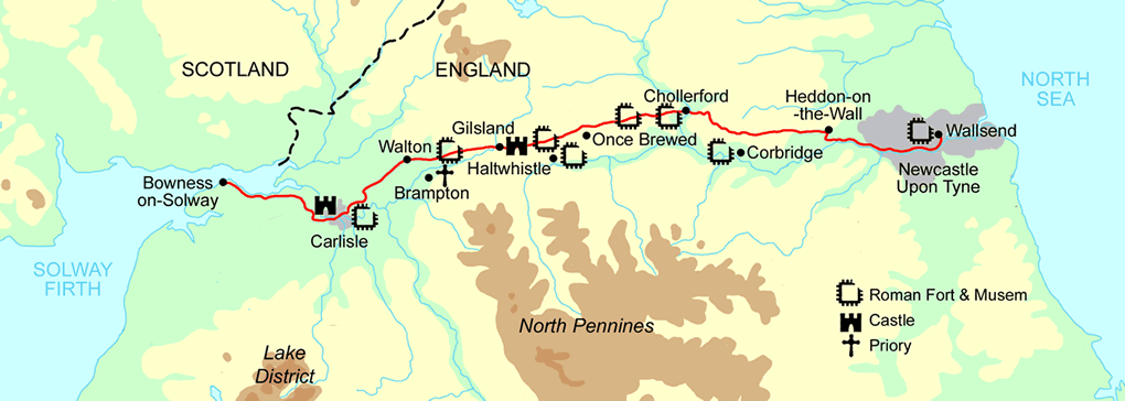 Hadrian's Wall Path Trail Running Holiday Map.